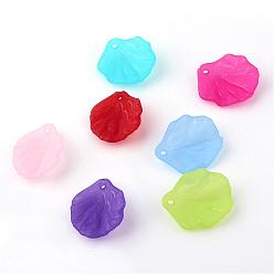 Mixed Color Transparent Acrylic Pendants, Frosted, Leaf, Mixed Color, 19x17x3mm, Hole: 1.5mm, about 1388pcs/500g
