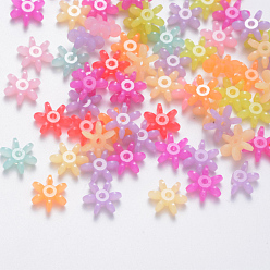 Mixed Color Imitation Jelly Acrylic Christmas Beads, Star Flake, Mixed Color, 13x11.5x4.5mm, Hole: 1.8mm, about 2270pcs/500g