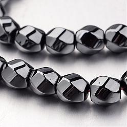 Original Color Non-magnetic Synthetic Hematite Beads Strands, Twisted Oval, Original Color, 8x7mm, Hole: 1mm, about 50pcs/strand, 15.7 inch