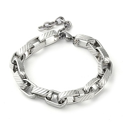 Stainless Steel Color 304 Stainless Steel Box Chain Bracelet, Stainless Steel Color, 7-1/8 inch(18cm)