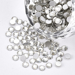 Crystal Glass Flat Back Rhinestone Cabochons, Back Plated, Faceted Half Round, Crystal, SS20, 4.6~4.8x2mm, about 1440pcs/bag