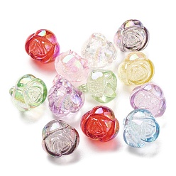 Mixed Color UV Plating Rainbow Iridescent Transparent Acrylic Bubble Pendants, Rose, Mixed Color, 16x14.5x14mm, Hole: 2.7mm