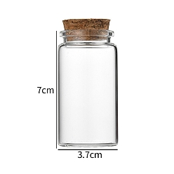 Clair Bouteille en verre, avec bouchon en liège, souhaitant bouteille, colonne, clair, 3.7x7 cm, capacité: 50 ml (1.69 fl. oz)