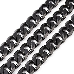 Electrophoresis Black 304 Stainless Steel Cuban Link Chains, Twisted Chains, Unwelded, Electrophoresis Black, 10mm, Links: 13.5x10x3mm