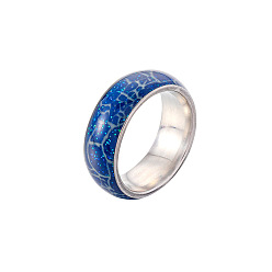 Dark Blue Luminous Stainless Steel Finger Ring, Glow In The Dark Jewelry, Dark Blue, Inner Diameter: 20mm
