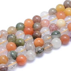 Quartz Rutilated Naturelles quartz rutile brins de perles, ronde, 10~10.5mm, Trou: 0.8mm, Environ 40 pcs/chapelet, 15.35 pouce (39 cm)