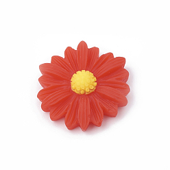 Red Resin Cabochons, Flower/Daisy, Red, 23x22x7mm