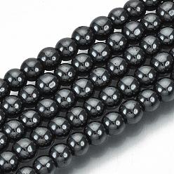 Non-magnetic Hematite Non-magnetic Synthetic Hematite Beads Strands, Grade A, Round, 4mm, Hole: 1mm, about 100pcs/strand, 15.5 inch