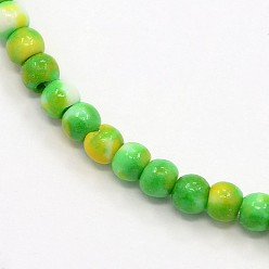 Lime Green Synthetic Ocean White Jade Beads Strands, Dyed, Round, Lime Green, 8mm, Hole: 1mm, about 52pcs/strand, 15.35 inch