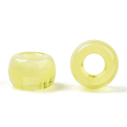 Champagne Yellow Acrylic Beads, Two Tone, Barrel, Champagne Yellow, 9x6mm, Hole: 3.7mm, about 1700pcs/500g