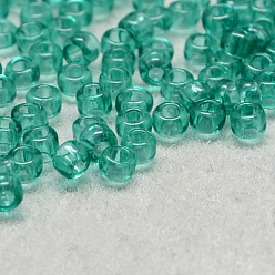 Светлый Морско-зеленый 8/0 круглый стеклянный бисер класса А, прозрачные цвета, светло-зеленый, 8/0, 3x2 мм, отверстие : 1 мм, около 10000 шт / упаковка