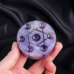 Amethyst Natural Amethyst Seven Star Array Plate, Reiki Energy Stone Display Decoration, for Healing Meditation, Flat Round, 55~60mm