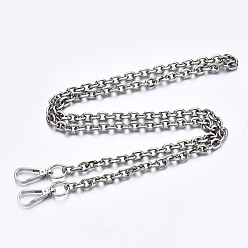 Platino Correas de cadenas de bolsa, cadenas de eslabones de cable de hierro, con anillo de puerta de aleación de resorte, para accesorios de reemplazo de bolsas, Platino, 1190x9 mm