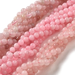 Quartz Rose Naturel a augmenté perles de quartz brins, ronde, 6~6.5mm, Trou: 0.8~1mm, Environ 60~63 pcs/chapelet, 15 pouces ~ 15.5 pouces