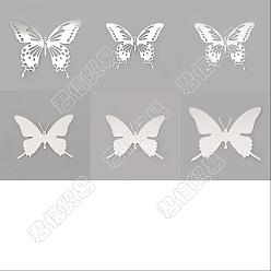 Stainless Steel Color Unicraftale 12Pcs 6 Style Stainless Steel Butterfly Wall  Decoration Pendants, Stainless Steel Color, 45~95x90.5~121x0.3mm, 2pcs/style