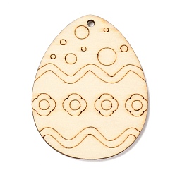 Others DIY Crafts Easter Egg Shape Cutouts Pendants, with Hemp Rope, Wave Pattern, 74~84x58~68x2~2.5, Hole: 2.5~3mm, 10pcs/bag