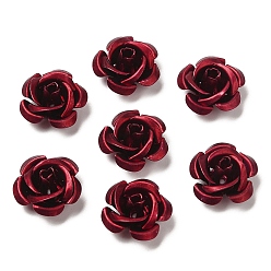Dark Red Aluminum Beads, Oxidation, Rose, Dark Red, 15x15x9mm, Hole: 1.4mm