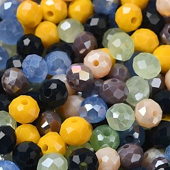 Color mezclado Perlas de vidrio, facetados, Rondana plana, color mezclado, 6x5 mm, agujero: 1 mm, Sobre 2360 unidades / 500 g