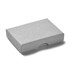 Серый Картон комплект ювелирных изделий коробки, с губкой внутри, прямоугольные, серые, 7.05~7.15x5.05x1.55~1.6 см
