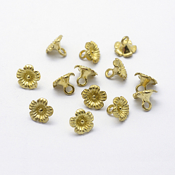 Raw(Unplated) Brass Pendants, Lead Free & Cadmium Free & Nickel Free, Flower, Raw(Unplated), 6.5x7mm, Hole: 2mm