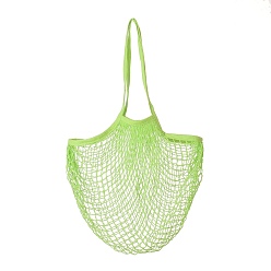 Green Portable Cotton Mesh Grocery Bags, Reusable Net Shopping Handbag, Green, 58.05cm, Bag: 35x38x1.8cm. 