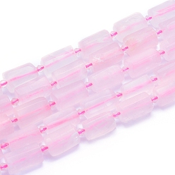 Cuarzo Rosa Hebras naturales de cuentas de perlas de cuarzo rosa, facetados, columna, 13~18x7~10.5 mm, agujero: 1 mm, sobre 19~21 unidades / cadena, 15.16 pulgada (38.5 cm)
