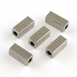 Stainless Steel Color 201 Stainless Steel Beads, Cuboid, Stainless Steel Color, 5x3x3mm, Hole: 2mm