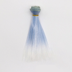 Bleu Ciel Clair Cheveux de perruque de poupée de coiffure ombre longue et droite en fibre à haute température, pour bricolage fille bjd making accessoires, lumière bleu ciel, 5.91 pouce (15 cm)