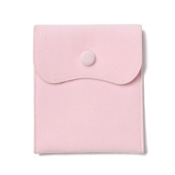 Pink Pochettes de rangement pour bijoux en velours, sacs à bijoux rectangulaires avec bouton-pression, boucles d'oreilles, anneaux de stockage, rose, 11.7~11.75x9.8~9.85 cm