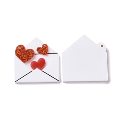 Envelope Colgantes de acrílico, tema del día de San Valentín, patrón de sobre, 34.5x32.5x4 mm, agujero: 1.5 mm