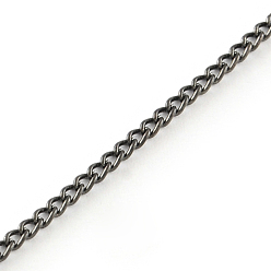 Gunmetal Unwelded Iron Curb Chains, with Spool, Gunmetal, 2.5x1.6x0.45mm, about 328.08 Feet(100m)/roll