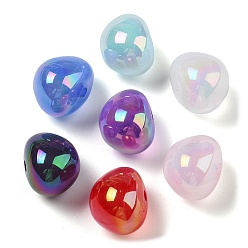 Couleur Mélangete Uv perles acryliques de placage, iridescent, larme, couleur mixte, 15x11.5x12mm, Trou: 1.5mm