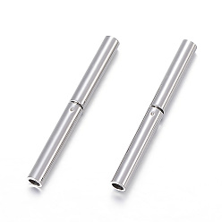 Stainless Steel Color 304 Stainless Steel Bayonet Clasps, Column, Stainless Steel Color, 19x2mm, Hole: 1.3mm