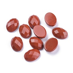Красный Камень Природного красной яшмы кабошон, граненые, овальные, 18x13x6 мм