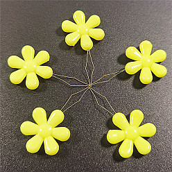 Yellow Steel Sewing Needle Devices, Threader, Thread Guide Tool, with Plastic Flower, Yellow, 45mm