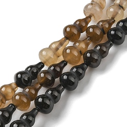 Black Natural Agate Beads Strands, Dyed, Gourd, Black, 17.5~18.5x9.5~10mm, Hole: 1.2mm, about 23~24pcs/strand, 16.14~16.34 inch(41~41.5cm)