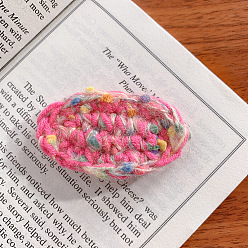 Hot Pink Winter Woolen Handmade Cute Knitted Snap Hair Clips, Hair Accessories for Girls, Oval, Hot Pink, 69mm