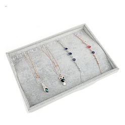 Gainsboro Bandeja expositora de collares de terciopelo, soporte organizador de joyas para guardar collares, Rectángulo, gainsboro, 240x350x30 mm