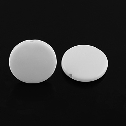White Flat Round Acrylic Beads, White, 21x5mm, Hole: 2mm, about 320pcs/500g