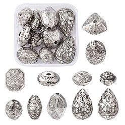 Antique Silver Plated 10Pcs Antique Acrylic Beads, Mixed Shape, Antique Silver Plated, 12~22x12~16x12~16mm, Hole: 2~3mm