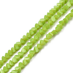 Yellow Green Opaque Solid Color Glass Beads Strands, Faceted Triangle, Yellow Green, 3x2x2mm, Hole: 0.8mm, about 150~152pcs/strand, 10.43 inch~11.42 inch(26.5~29cm)