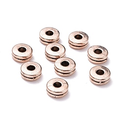 Antique Rose Gold Tibetan Style Alloy Spacer Beads, Flat Round, Cadmium Free & Lead Free, Antique Rose Gold, 6x2.5mm, Hole: 2mm