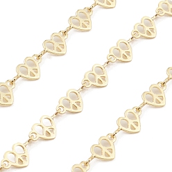 Real 18K Gold Plated Brass Hollow Heart Link Chains, Unwelded, with Spool, Real 18K Gold Plated, 5x11x0.5mm