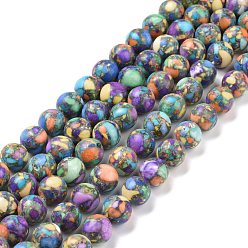 Colorful Assembled Natural & Dyed Magnesite Beads, Round, Colorful, 10mm, Hole: 1.2mm, about 38pcs/strand, 14.96''(38cm)