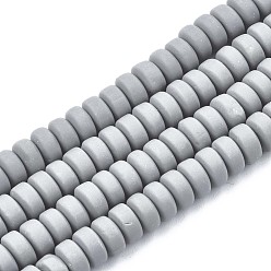 Серый Полимерной глины ручной работы бисер нитей, для поделок ювелирных изделий, плоско-круглые, серые, 6~7x3 мм, отверстие : 1.5 мм, около 113~116 шт / нитка, 15.55 дюйм ~ 16.14 дюйм (39.5~41 см)