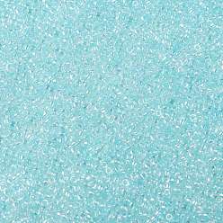 (170D) Dyed Light Blue Topaz Transparent Rainbow Круглые бусины toho, японский бисер, (170 г) окрашенный голубой топаз прозрачная радуга, 15/0, 1.5 мм, отверстие : 0.7 мм, Около 15000 шт / 50 г