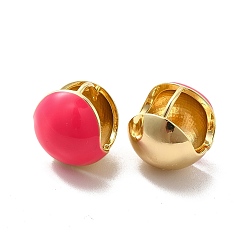 Crimson Enamel Round Hoop Earrings, Golden Brass Jewelry for Women, Crimson, 14mm, Pin: 1mm