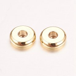 Golden Real 18K Gold Plated Brass Spacer Beads, Nickel Free, Flat Round, 6x1.5mm, Hole: 2mm