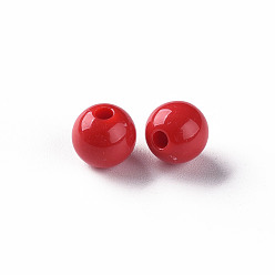 Brique Rouge Perles acryliques opaques, ronde, firebrick, 8x7mm, Trou: 2mm, environ1745 pcs / 500 g