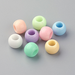 Couleur Mélangete Perles européennes opaques acrylique, Perles avec un grand trou   , rondelle, couleur mixte, 10x8mm, trou: 5 mm, environ 1200 pcs / 500 g